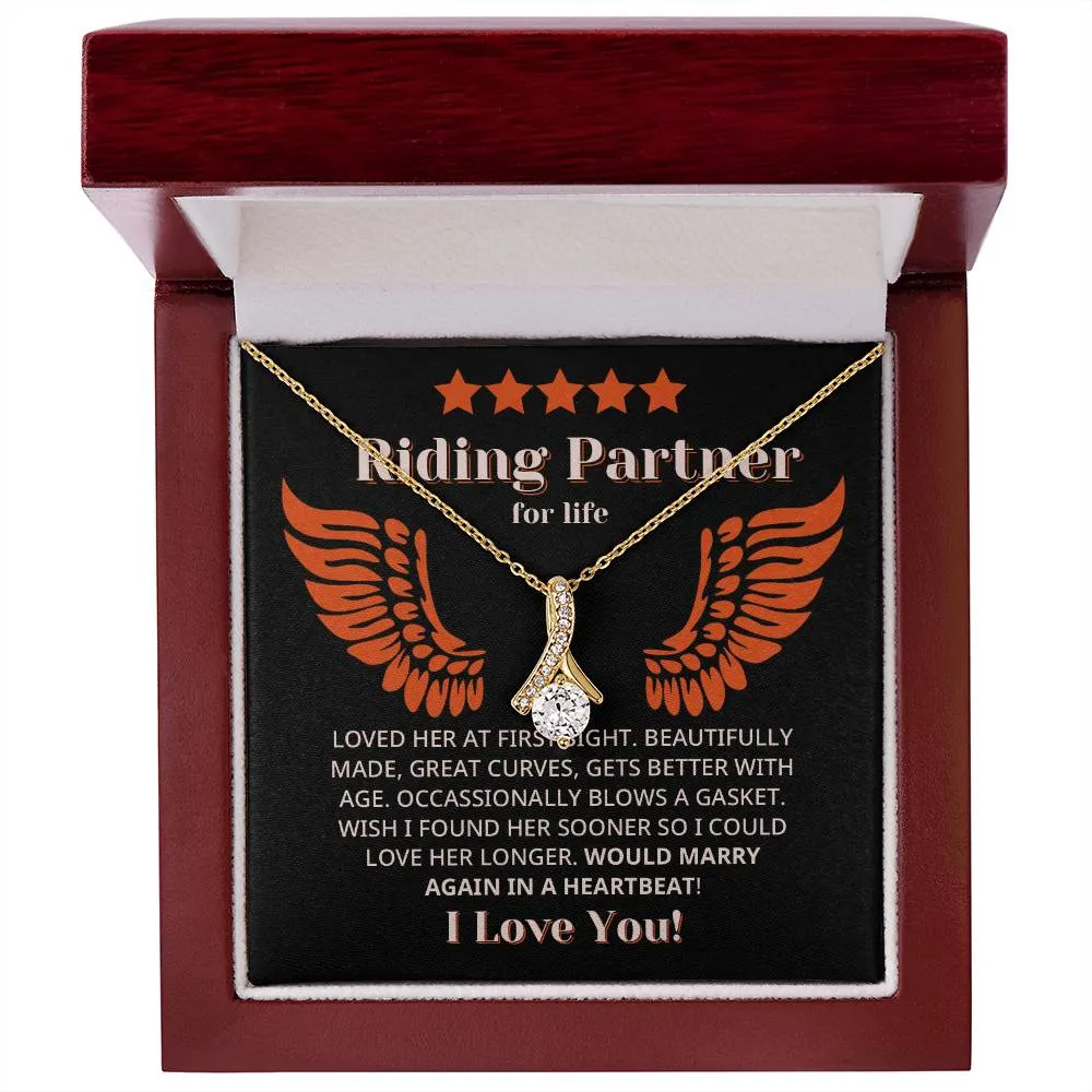 Funny Riding Partner For Life Review Style Necklace