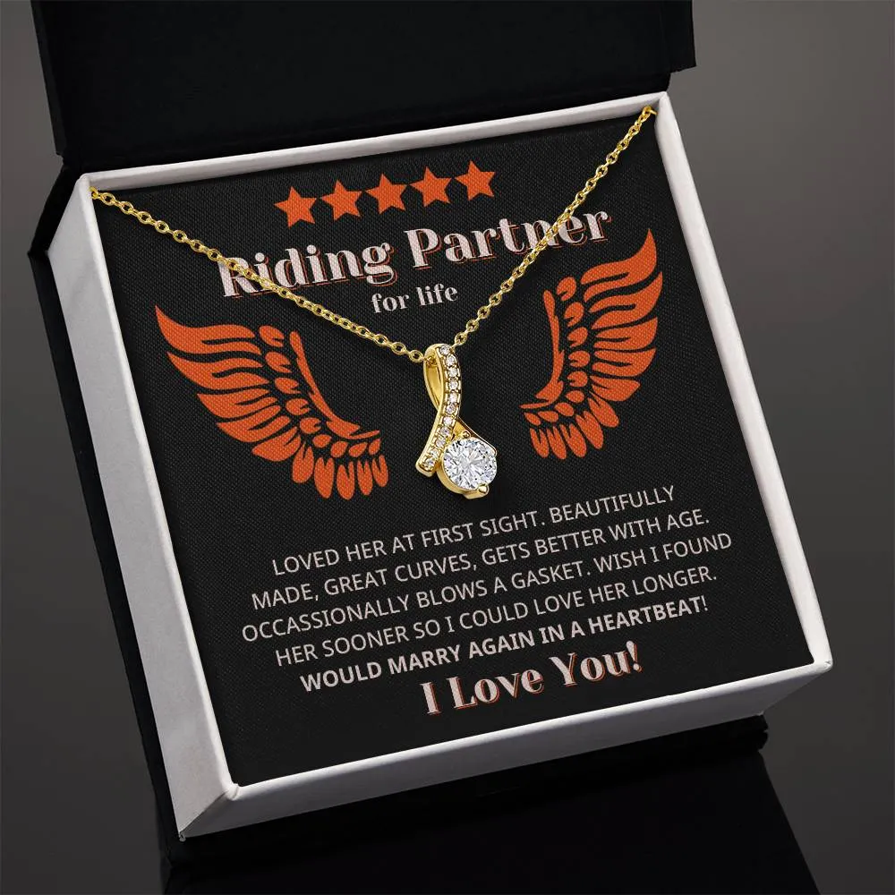Funny Riding Partner For Life Review Style Necklace