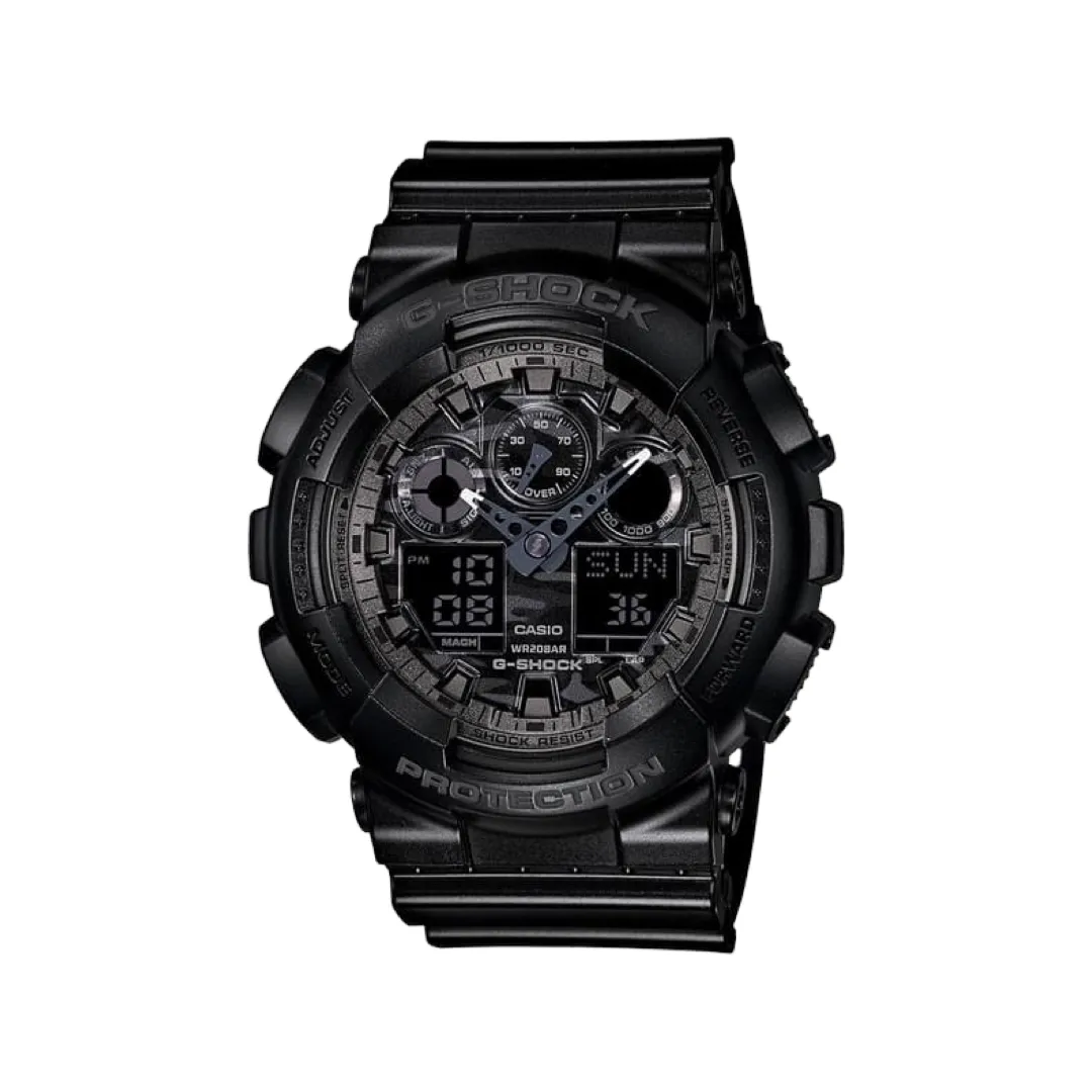 G-Shock GA100CF-1A Black Military Camo Dial Analog Digital Watch