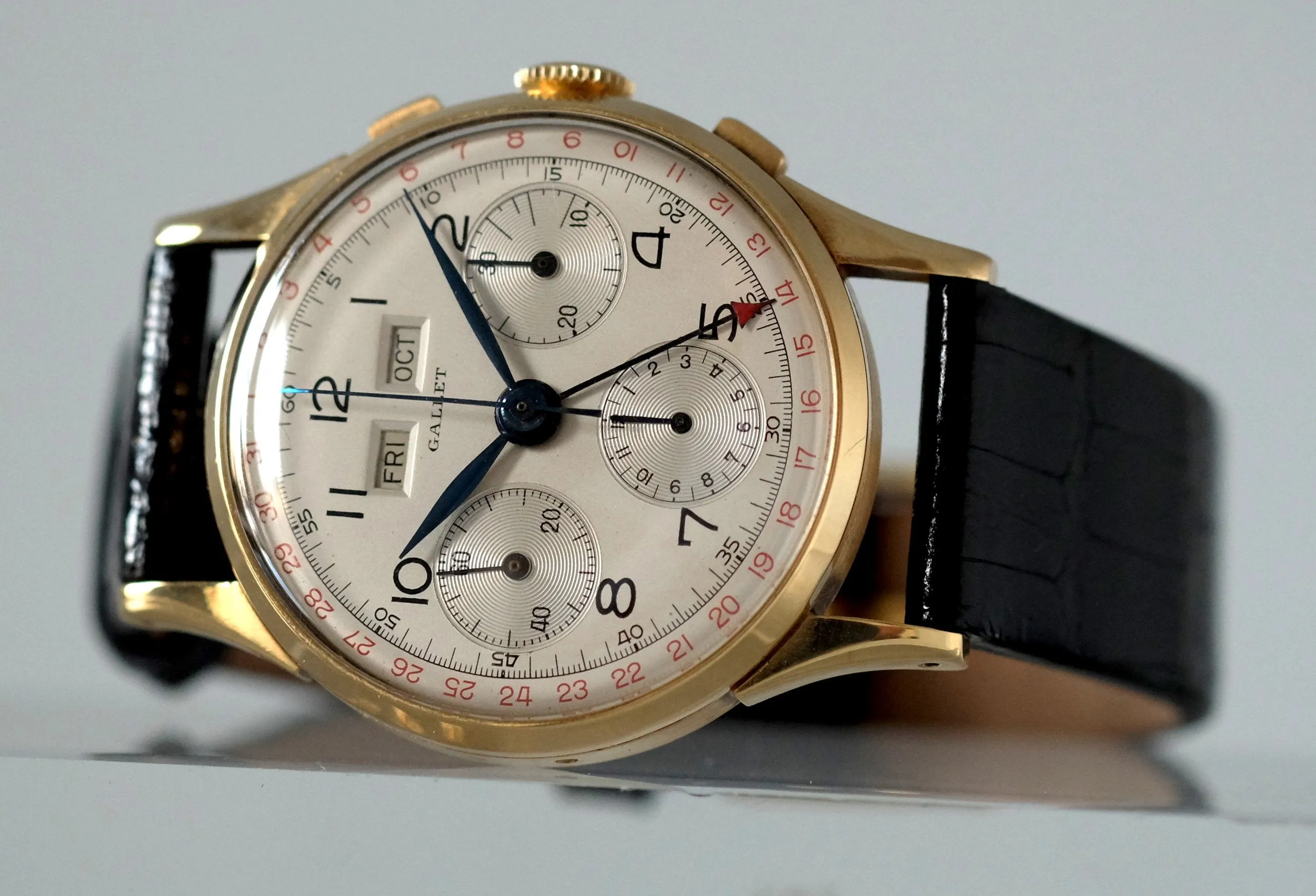 Gallet Triple-Date Chronograph in Yellow Gold