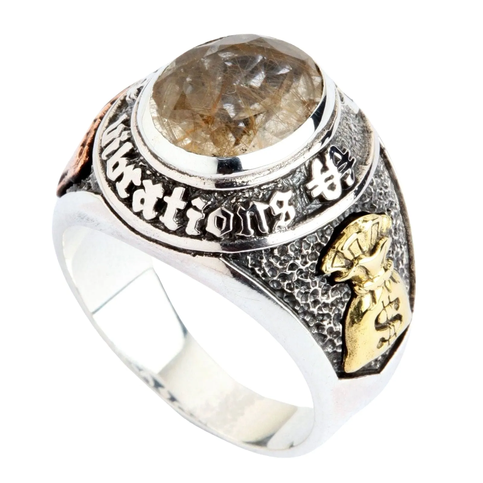Gamble Slot Machine Lucky Number 777 Sterling Silver Biker Ring