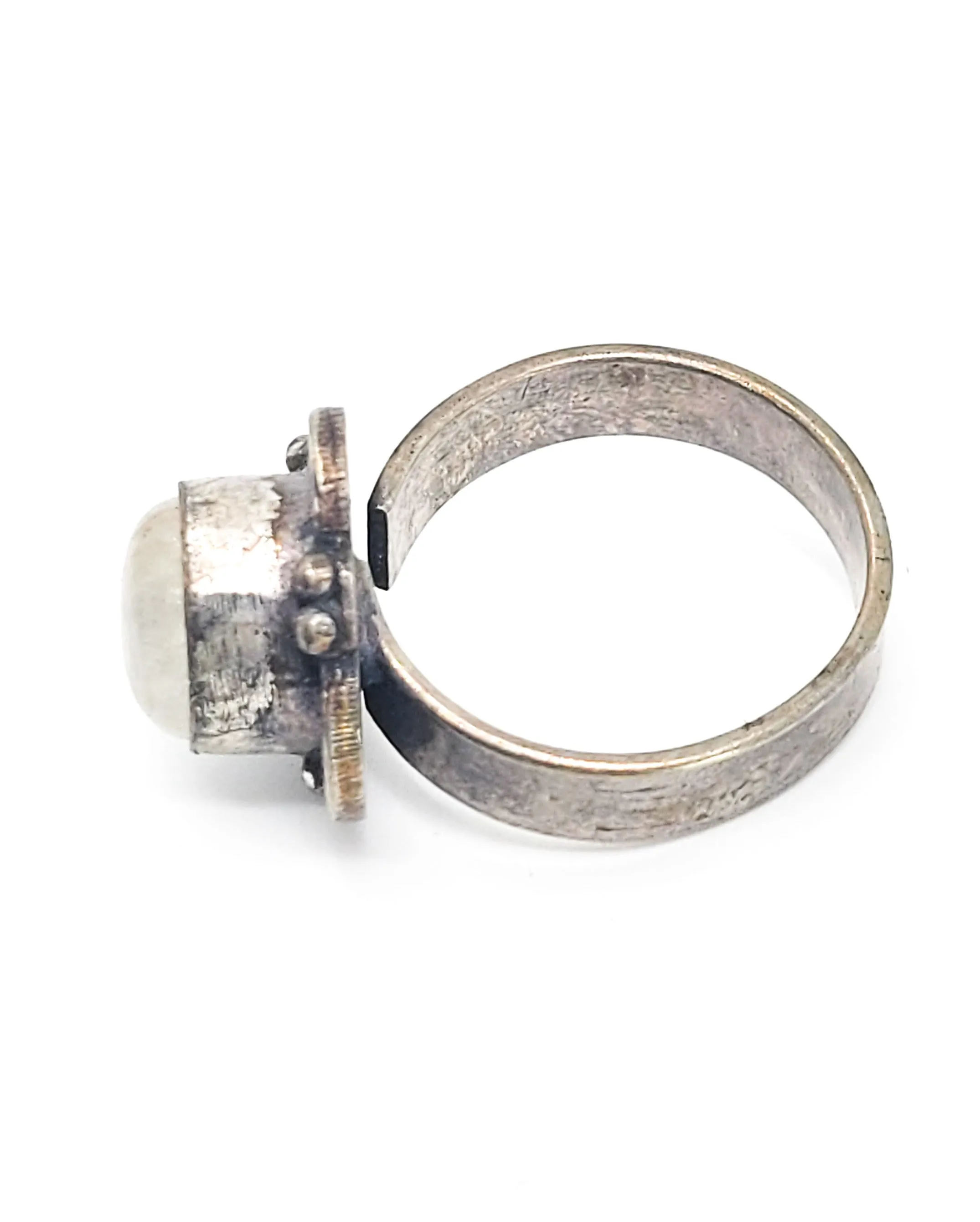 Garden Quartz Lodolite silver plated adjustable Balinese tribal style gemstone ring