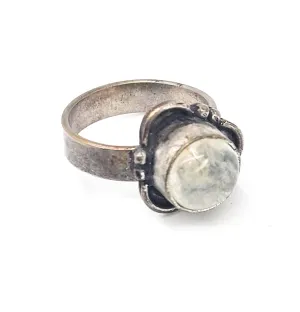 Garden Quartz Lodolite silver plated adjustable Balinese tribal style gemstone ring