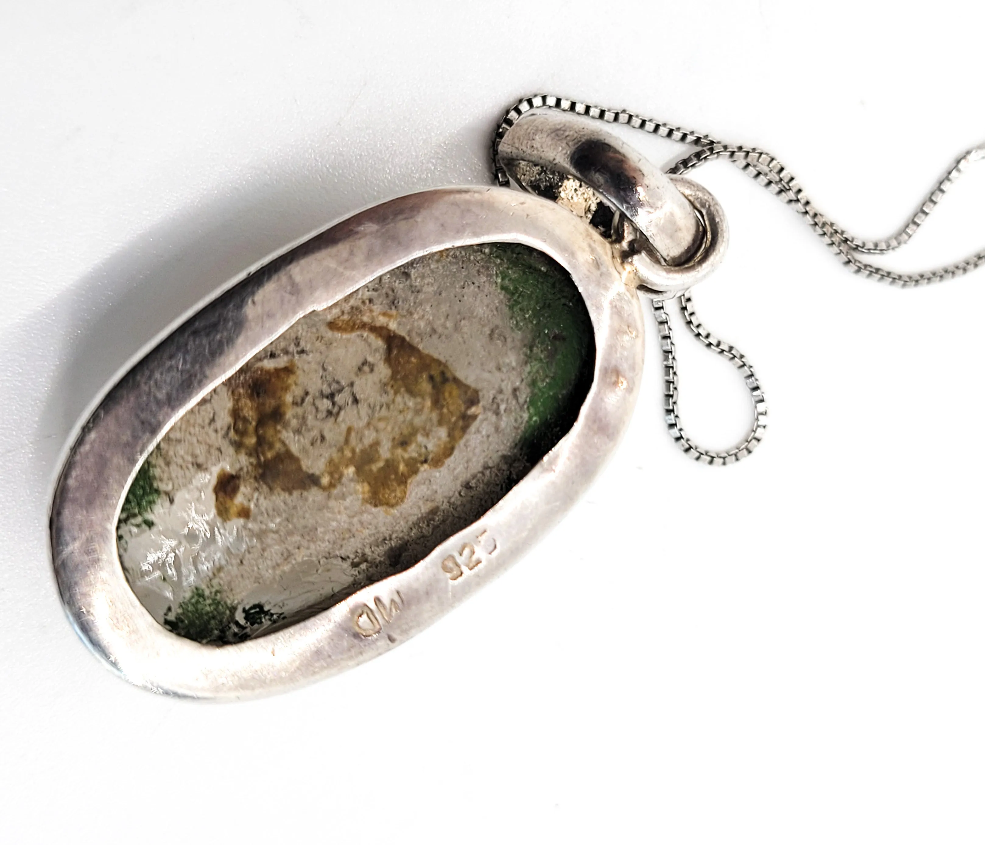 Garden quartz with tomatoes large vintage sterling silver necklace