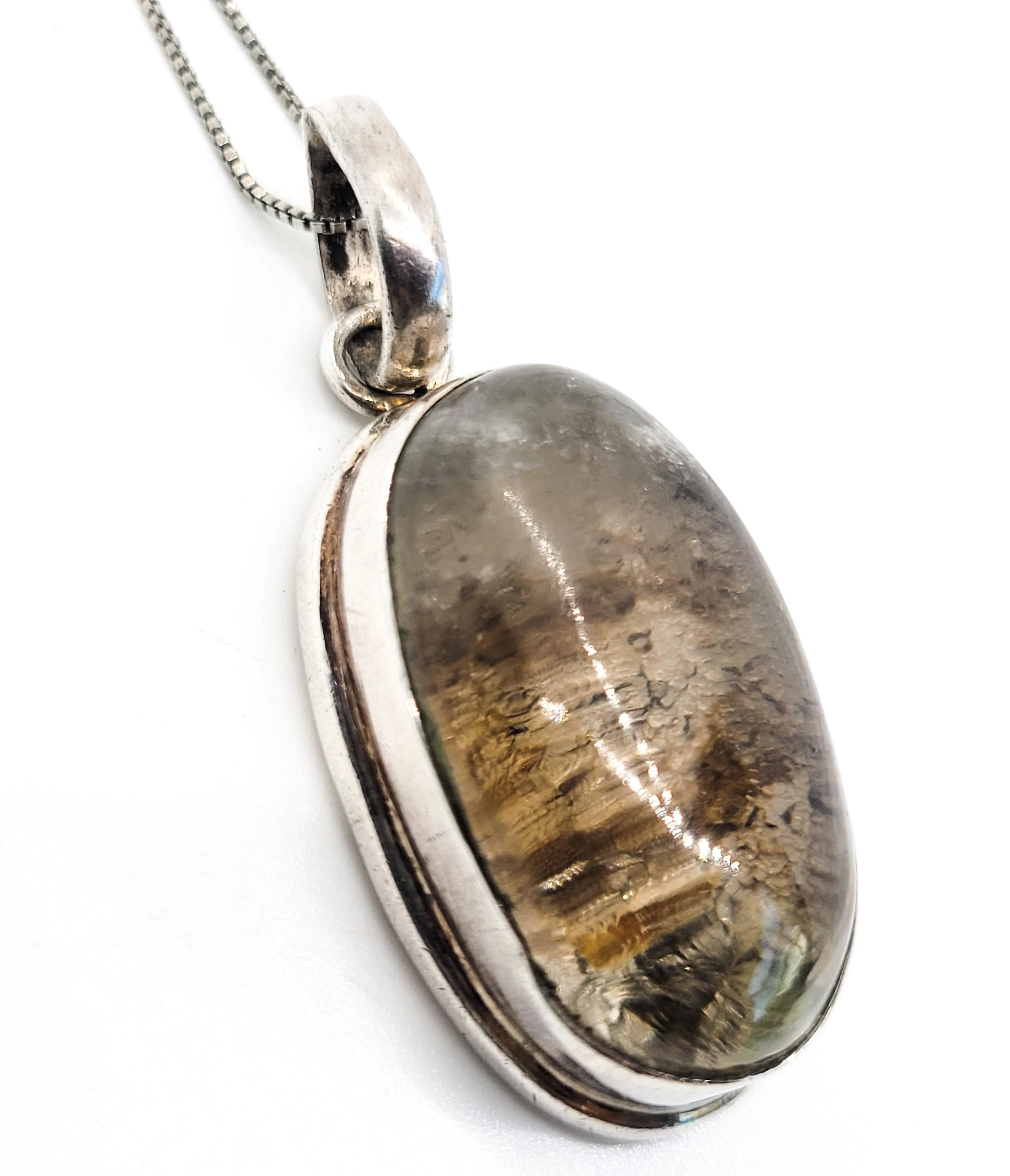 Garden quartz with tomatoes large vintage sterling silver necklace
