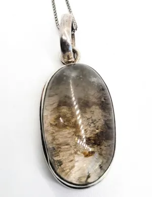Garden quartz with tomatoes large vintage sterling silver necklace