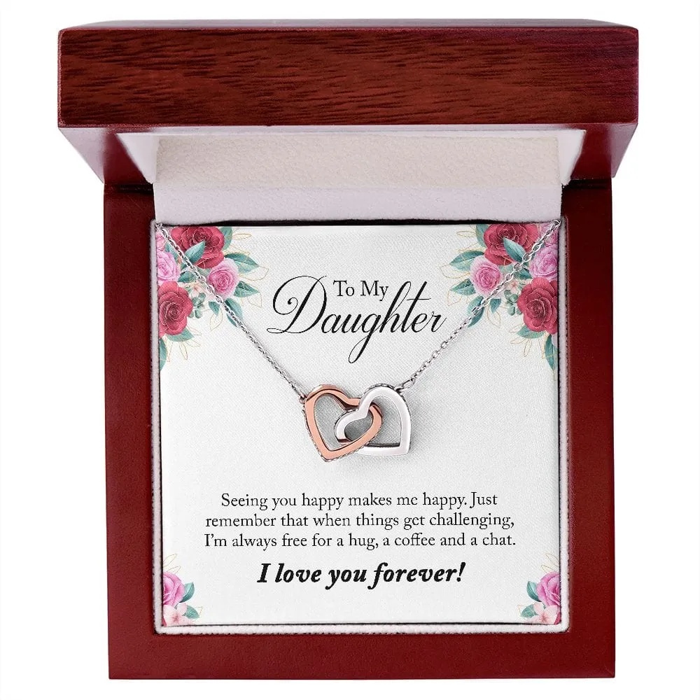 Gift For Daughter - Seeing You -  Interlocking Hearts Necklace Message Card - Gift For Birthday, Christmas From Dad, Mom