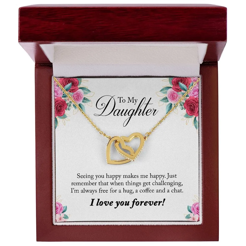 Gift For Daughter - Seeing You -  Interlocking Hearts Necklace Message Card - Gift For Birthday, Christmas From Dad, Mom