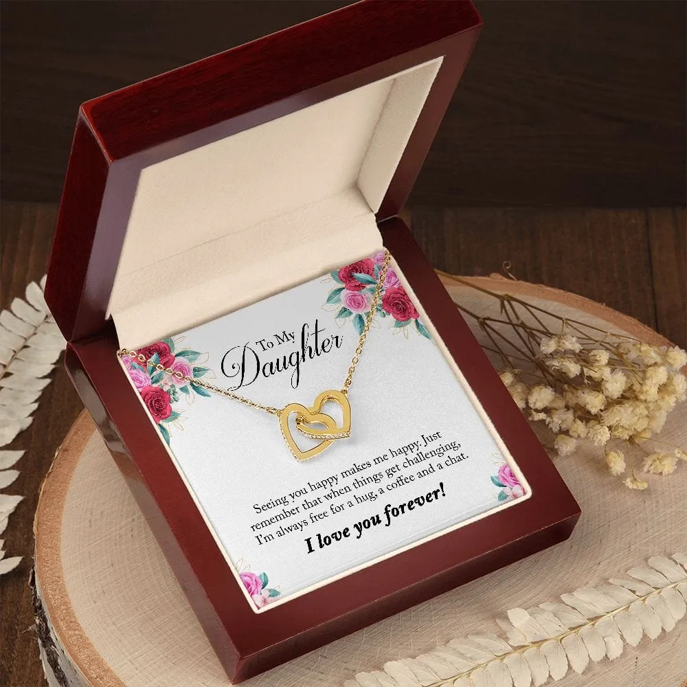 Gift For Daughter - Seeing You -  Interlocking Hearts Necklace Message Card - Gift For Birthday, Christmas From Dad, Mom