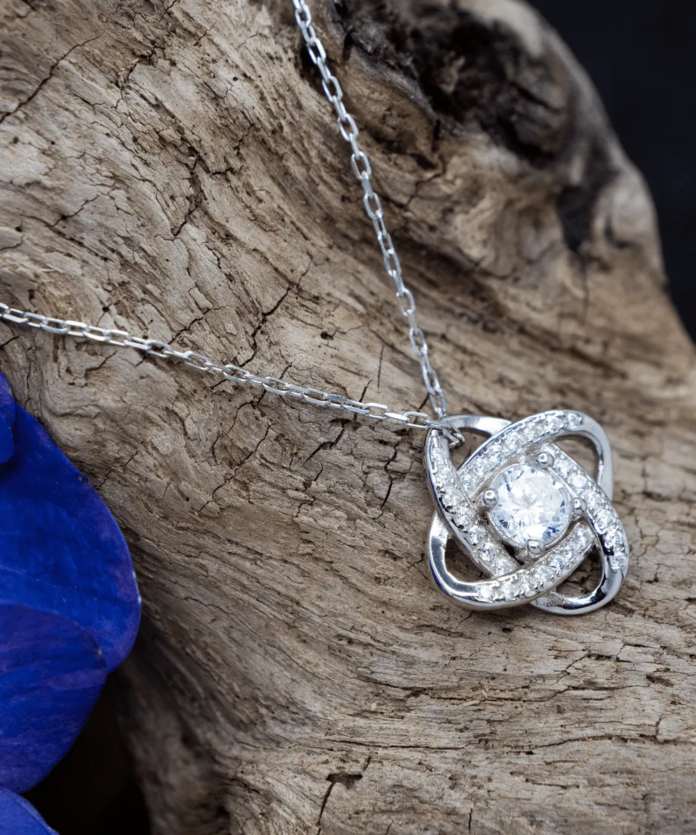 Gift For Daughter - Sometimes It's Hard - Love Knot Necklace With Message Card - Gift For Birthday, Christmas, Valentines From Dad