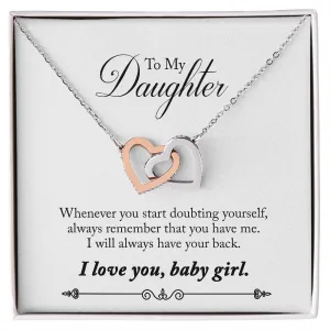 Gift For Daughter - When Doubting -  Interlocking Hearts Necklace Message Card - Gift For Birthday, Christmas From Dad, Mom