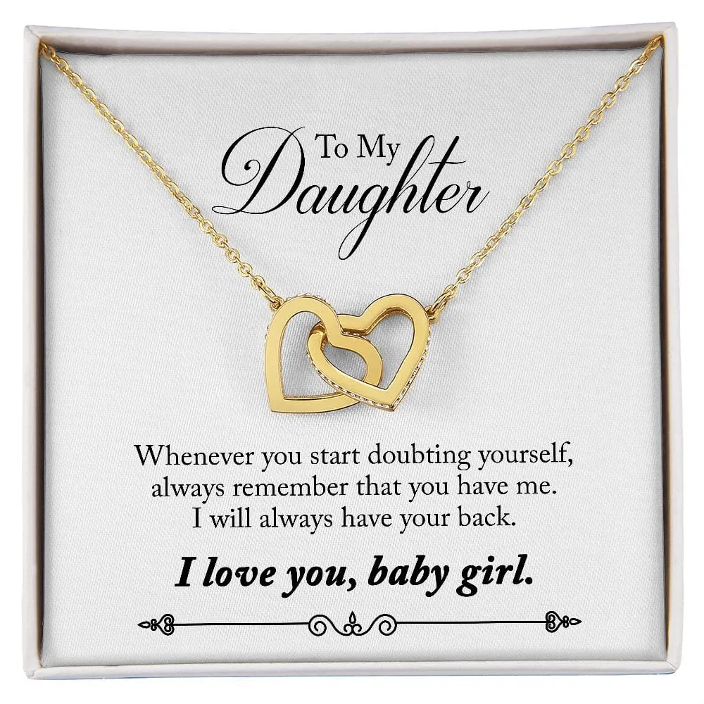 Gift For Daughter - When Doubting -  Interlocking Hearts Necklace Message Card - Gift For Birthday, Christmas From Dad, Mom