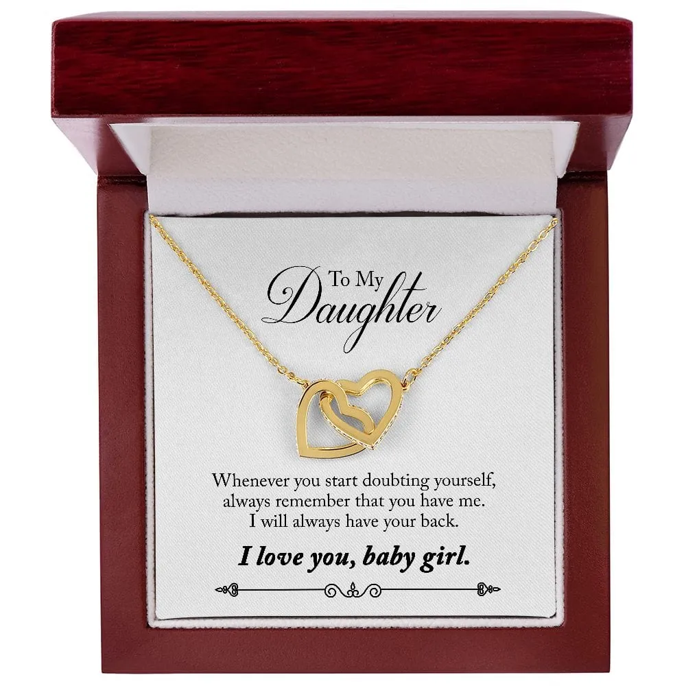 Gift For Daughter - When Doubting -  Interlocking Hearts Necklace Message Card - Gift For Birthday, Christmas From Dad, Mom