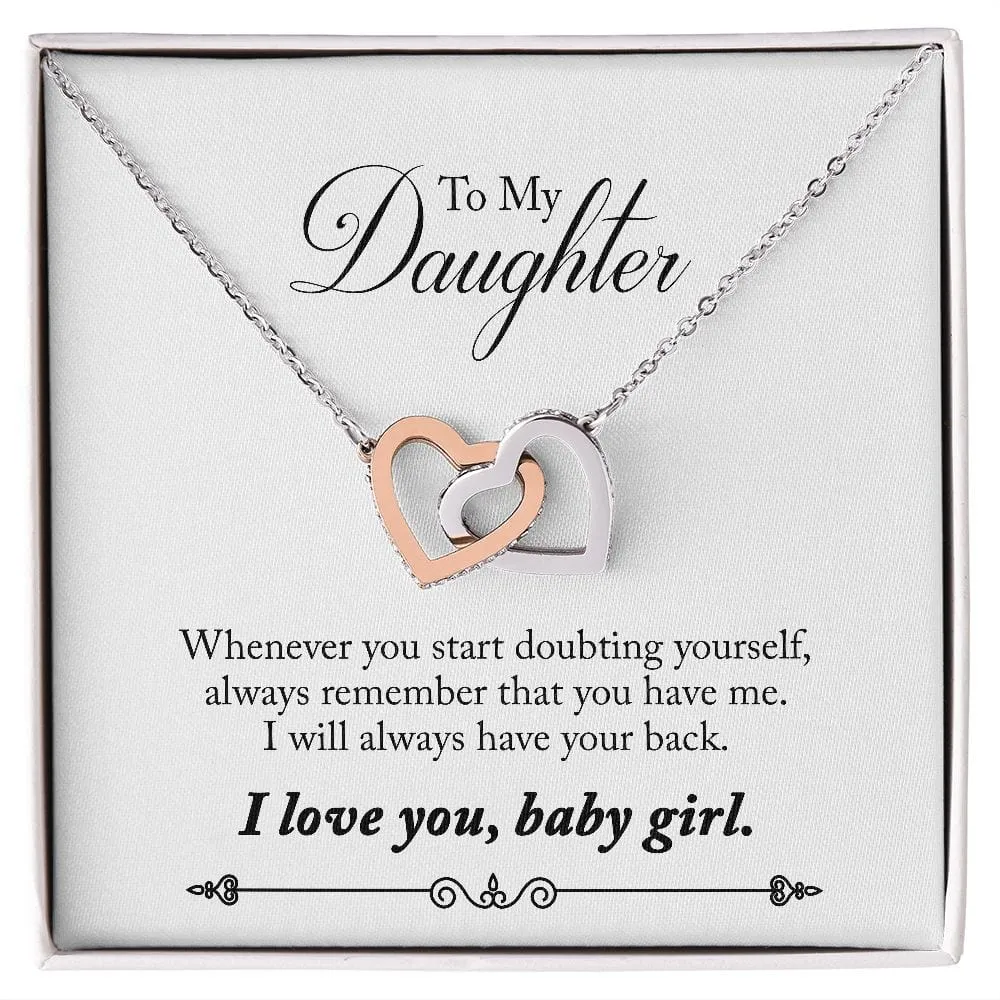 Gift For Daughter - When Doubting -  Interlocking Hearts Necklace Message Card - Gift For Birthday, Christmas From Dad, Mom