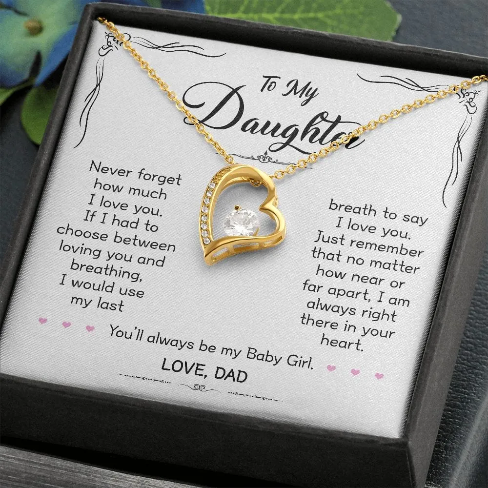 Gift For Daughter - When Life Tries - Forever Love Necklace With Message Card - Gift For Birthday, Christmas From Dad, Father, Daddy