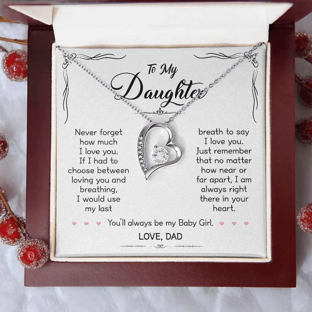 Gift For Daughter - When Life Tries - Forever Love Necklace With Message Card - Gift For Birthday, Christmas From Dad, Father, Daddy