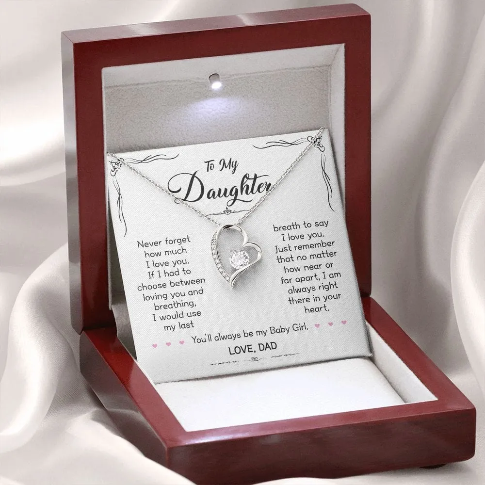 Gift For Daughter - When Life Tries - Forever Love Necklace With Message Card - Gift For Birthday, Christmas From Dad, Father, Daddy
