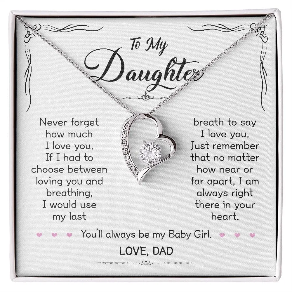 Gift For Daughter - When Life Tries - Forever Love Necklace With Message Card - Gift For Birthday, Christmas From Dad, Father, Daddy