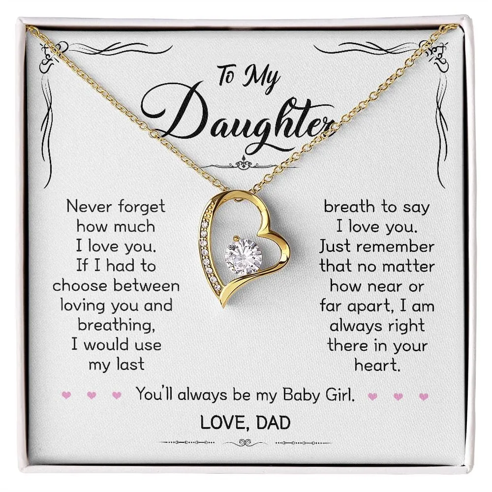 Gift For Daughter - When Life Tries - Forever Love Necklace With Message Card - Gift For Birthday, Christmas From Dad, Father, Daddy