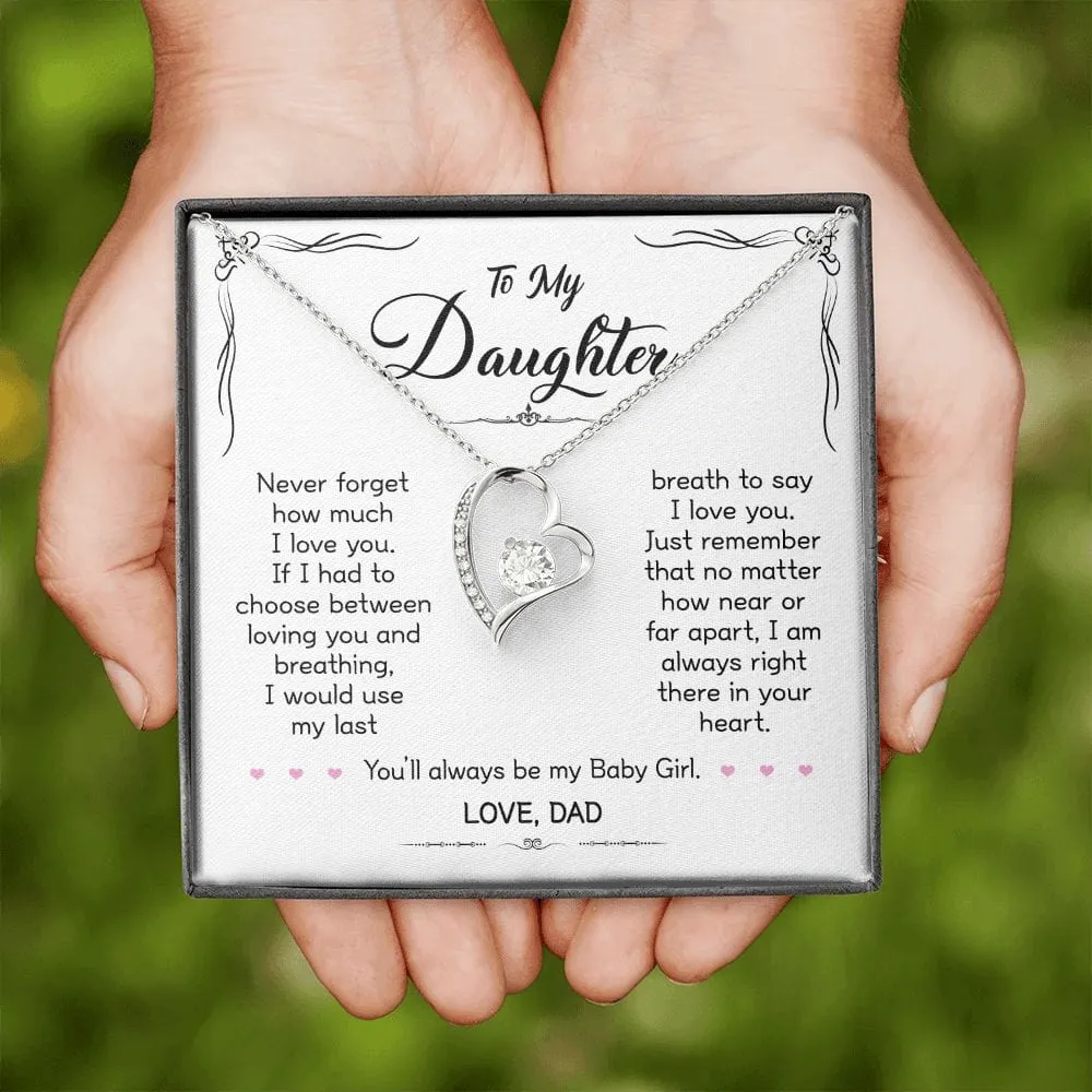 Gift For Daughter - When Life Tries - Forever Love Necklace With Message Card - Gift For Birthday, Christmas From Dad, Father, Daddy
