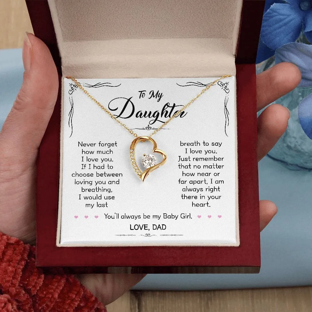 Gift For Daughter - When Life Tries - Forever Love Necklace With Message Card - Gift For Birthday, Christmas From Dad, Father, Daddy