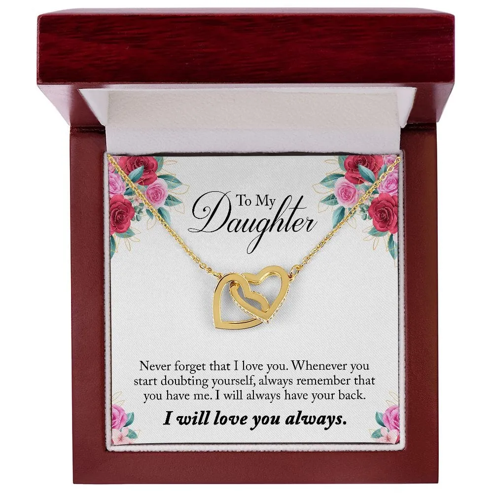 Gift For Daughter - Whenever Doubting -  Interlocking Hearts Necklace Message Card - Gift For Birthday, Christmas From Dad, Mom