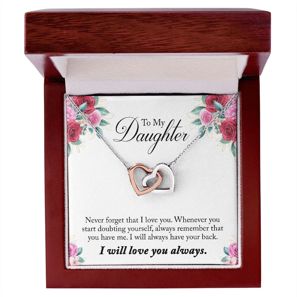 Gift For Daughter - Whenever Doubting -  Interlocking Hearts Necklace Message Card - Gift For Birthday, Christmas From Dad, Mom