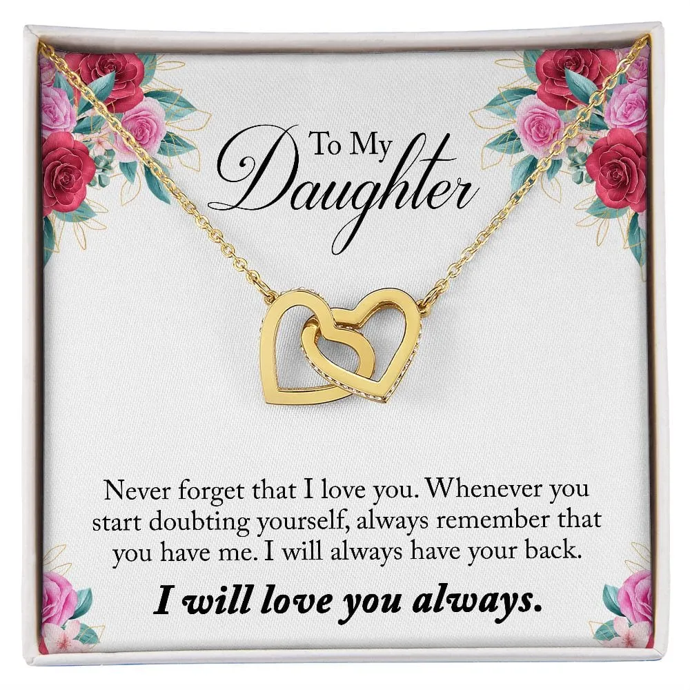 Gift For Daughter - Whenever Doubting -  Interlocking Hearts Necklace Message Card - Gift For Birthday, Christmas From Dad, Mom