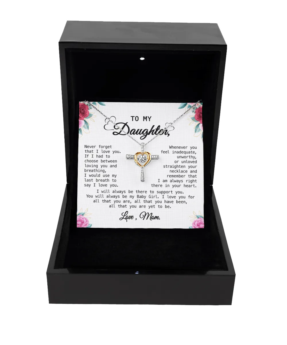 Gift For Daughter - Whenever You Feel - Cross Dancing Necklace With Message Card - Gift For Birthday, Anniversary, Christmas From Mom, Mother