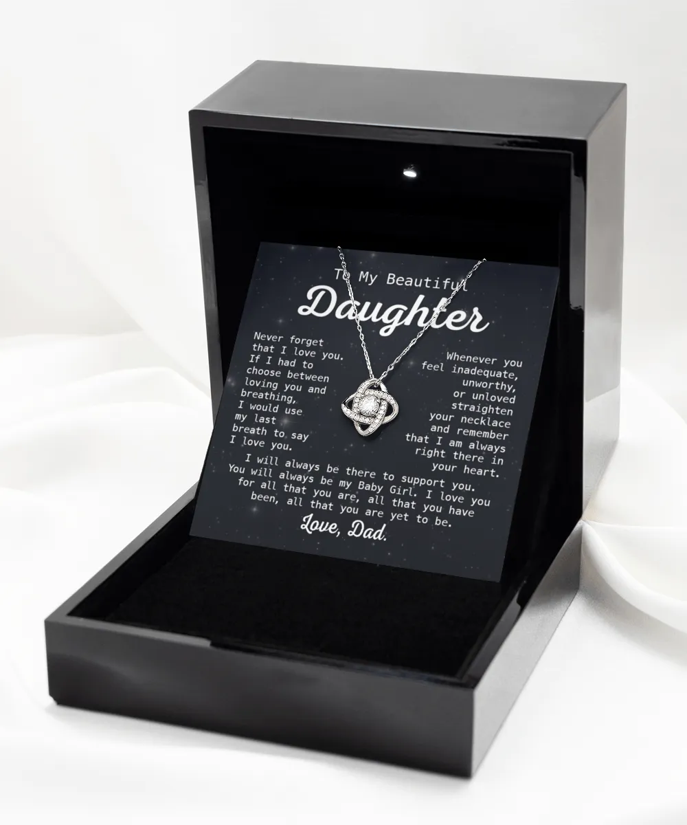 Gift For Daughter - Whenever You Feel - Love Knot Necklace With Message Card - Gift For Birthday, Anniversary, Christmas From Dad, Father