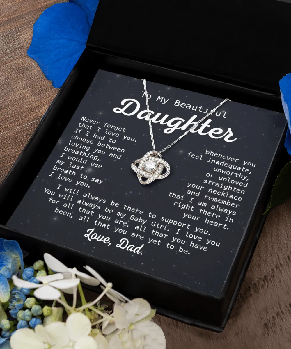Gift For Daughter - Whenever You Feel - Love Knot Necklace With Message Card - Gift For Birthday, Anniversary, Christmas From Dad, Father