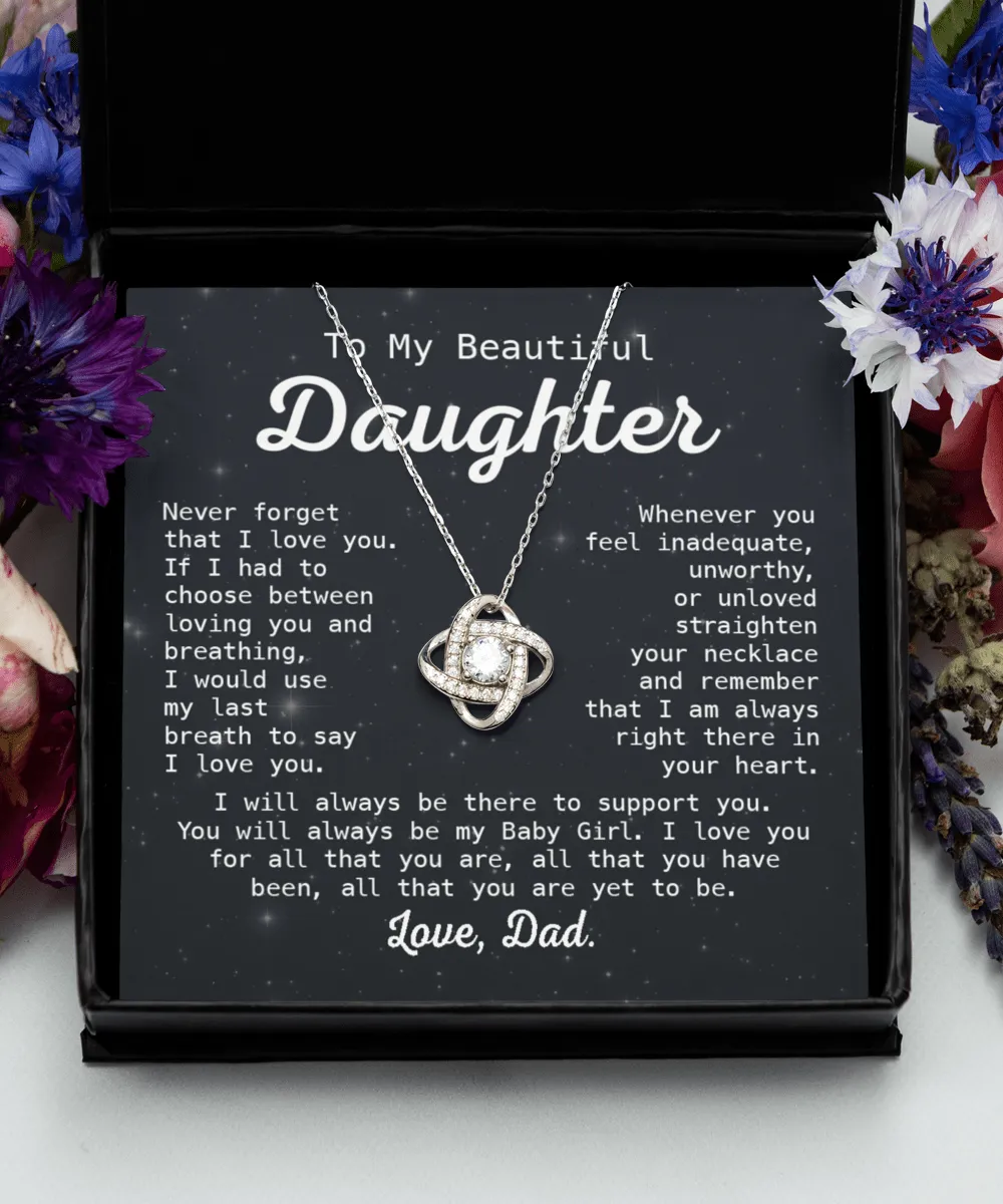 Gift For Daughter - Whenever You Feel - Love Knot Necklace With Message Card - Gift For Birthday, Anniversary, Christmas From Dad, Father