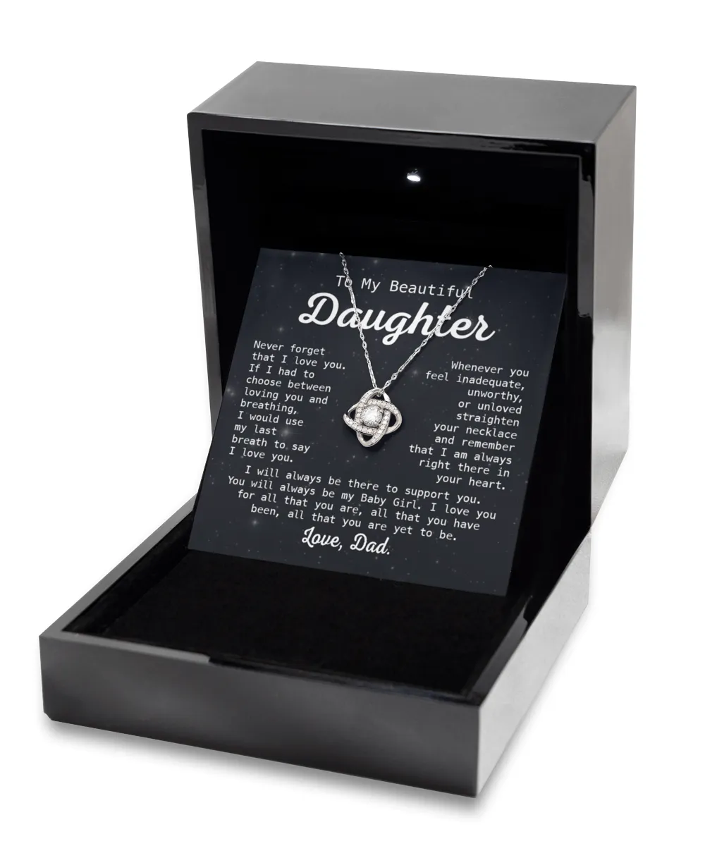 Gift For Daughter - Whenever You Feel - Love Knot Necklace With Message Card - Gift For Birthday, Anniversary, Christmas From Dad, Father