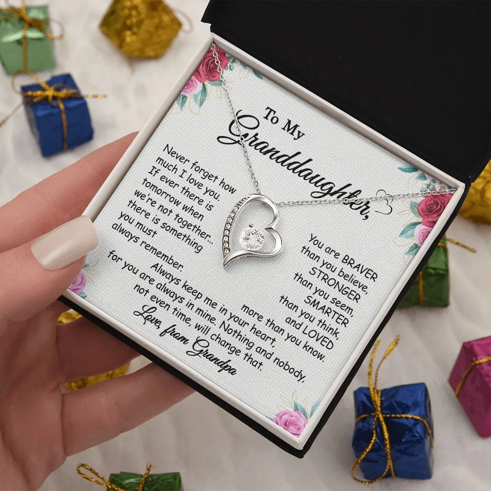 Gift For Granddaughter - Always Remember - Forever Love Necklace With Message Card - Gift For Birthday, Anniversary, Christmas From Grandfather, Grandpa