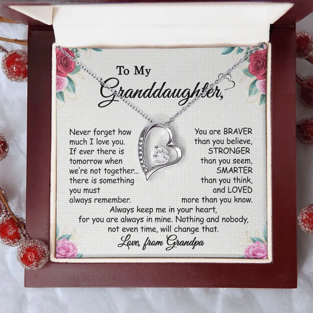 Gift For Granddaughter - Always Remember - Forever Love Necklace With Message Card - Gift For Birthday, Anniversary, Christmas From Grandfather, Grandpa