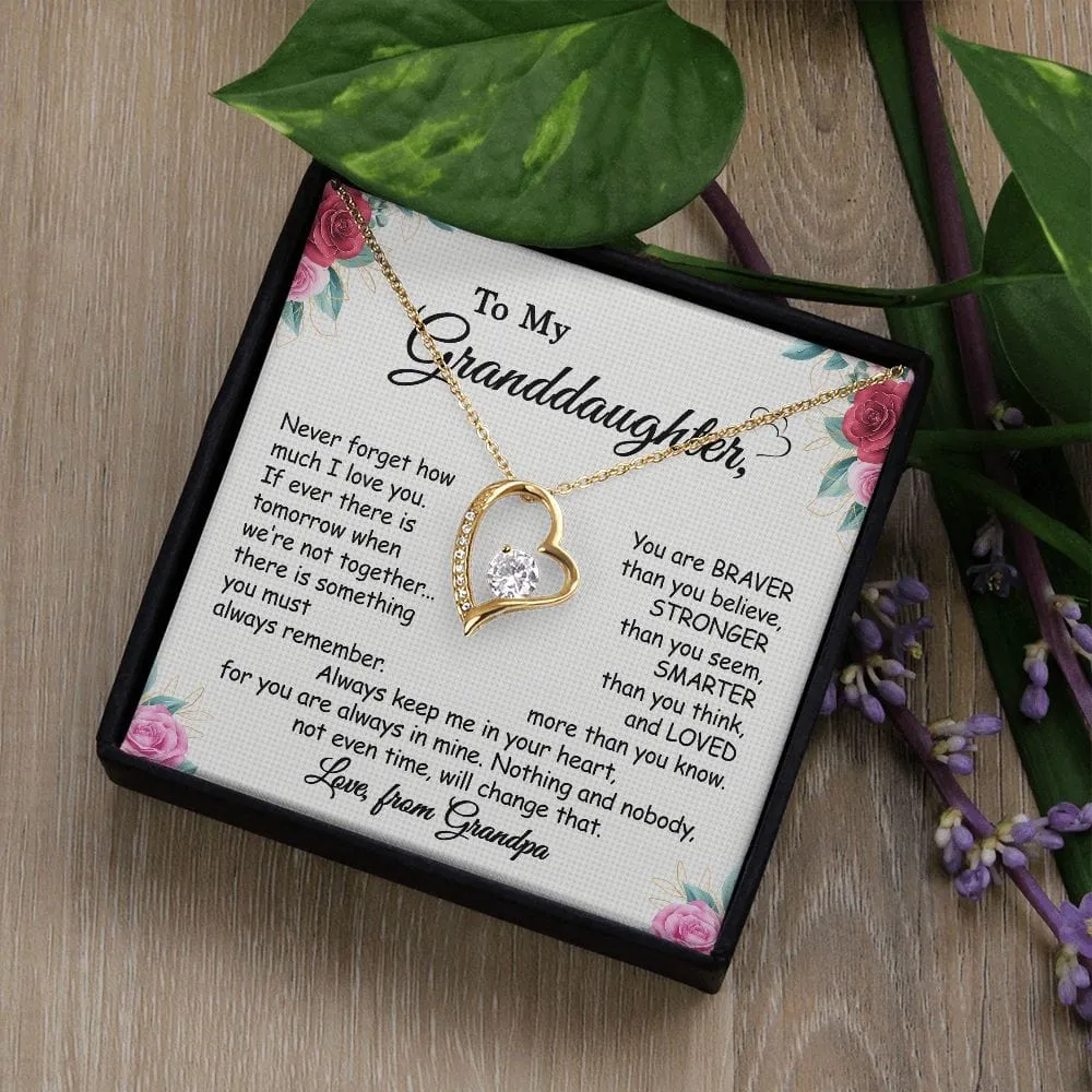 Gift For Granddaughter - Always Remember - Forever Love Necklace With Message Card - Gift For Birthday, Anniversary, Christmas From Grandfather, Grandpa