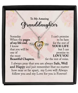 Gift For Granddaughter - Beautiful Chapter - Cross Dancing Necklace With Message Card - Gift For Birthday, Anniversary, Christmas From Grandmother, Grandfather