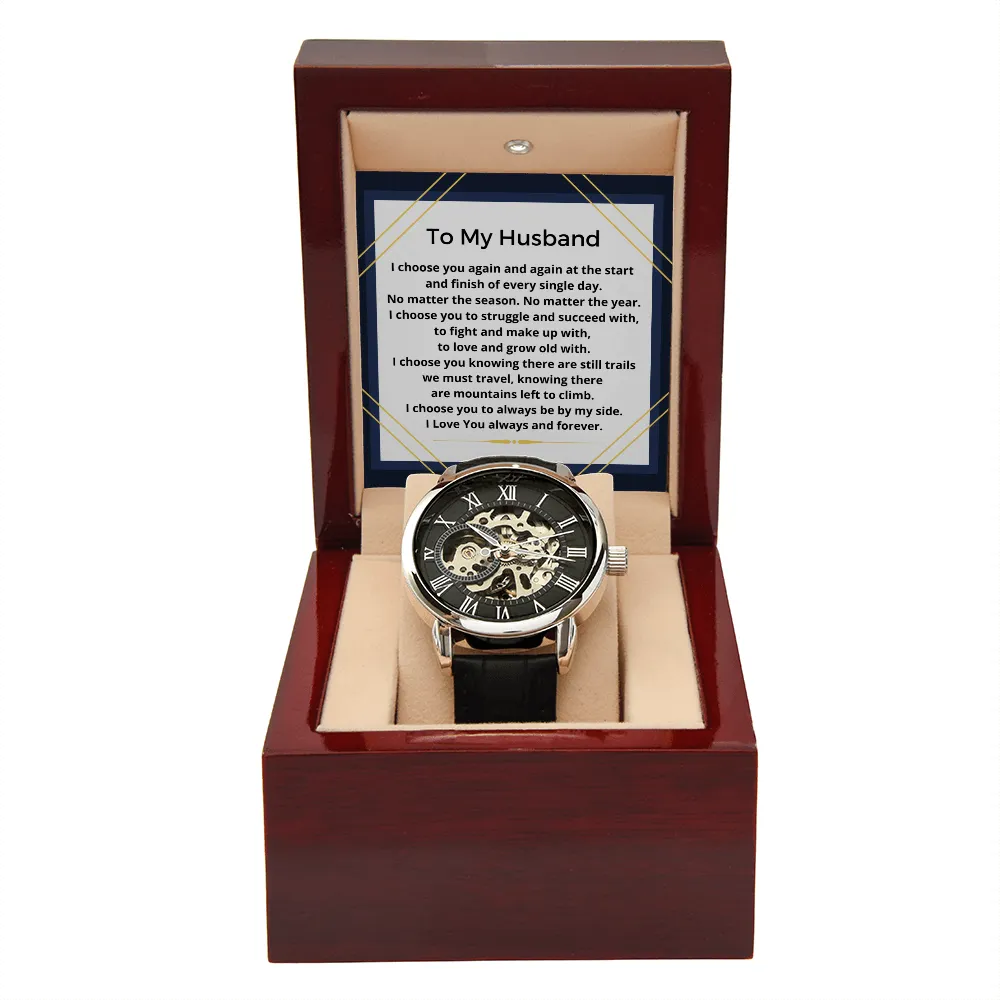 Gift For Husband - Men's Openwork Luxury Watch Leather Strap OPW_HM21