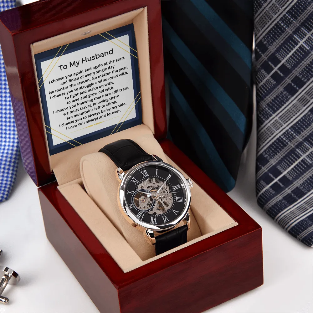 Gift For Husband - Men's Openwork Luxury Watch Leather Strap OPW_HM21