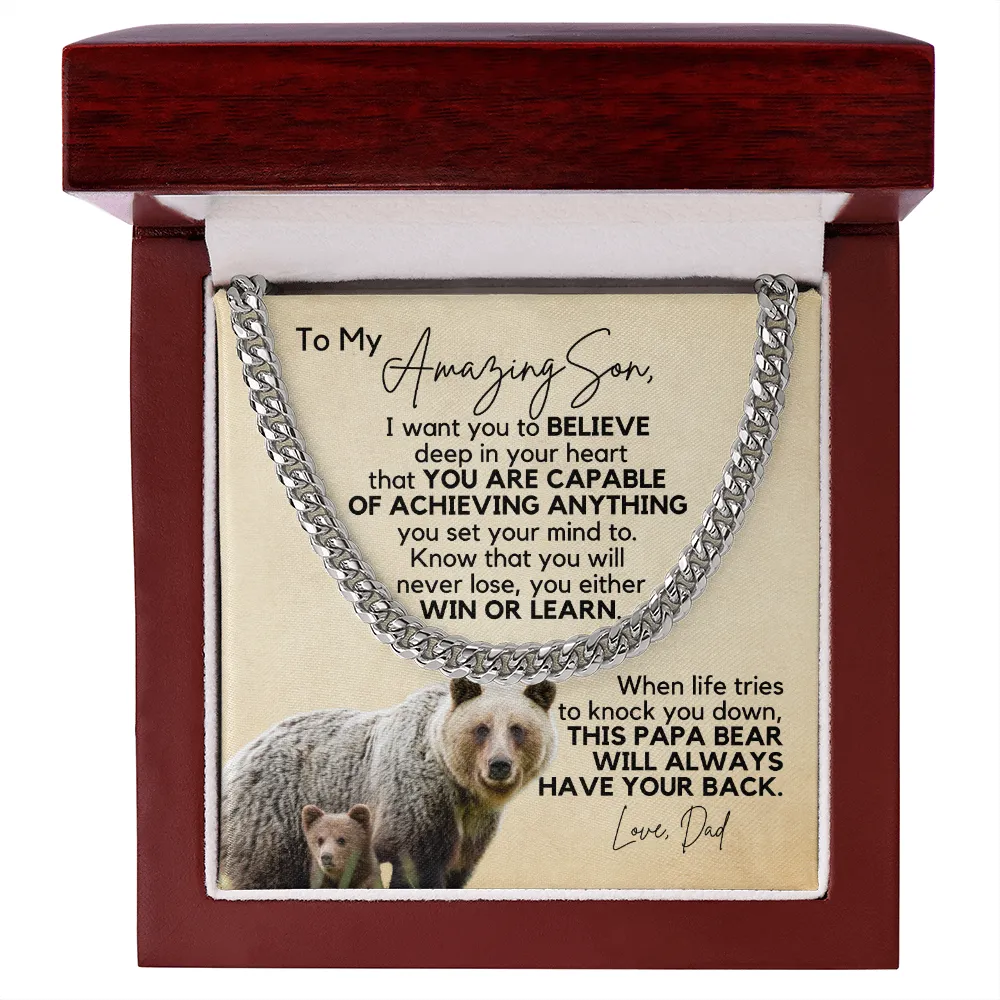 Gift for Son | Cuban Link Chain from Dad | Win or Learn