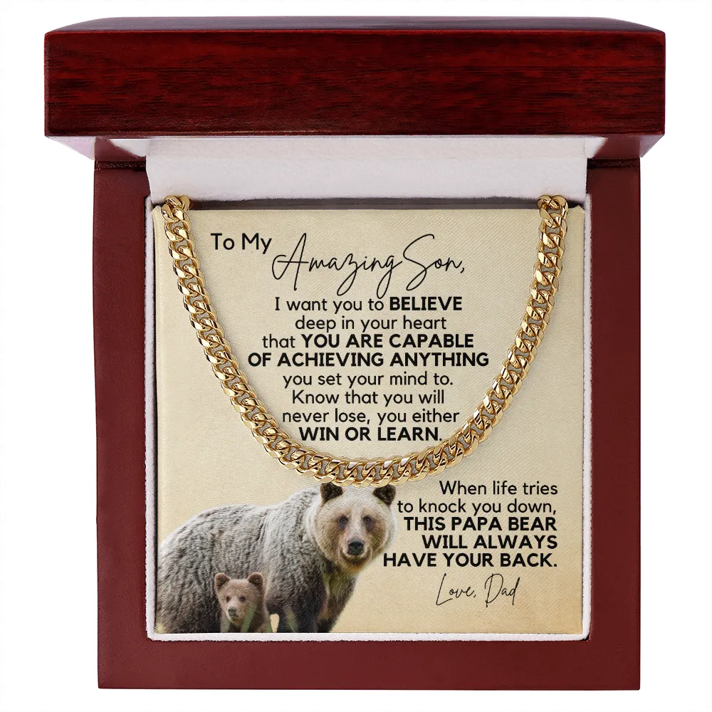 Gift for Son | Cuban Link Chain from Dad | Win or Learn