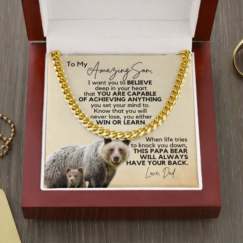 Gift for Son | Cuban Link Chain from Dad | Win or Learn