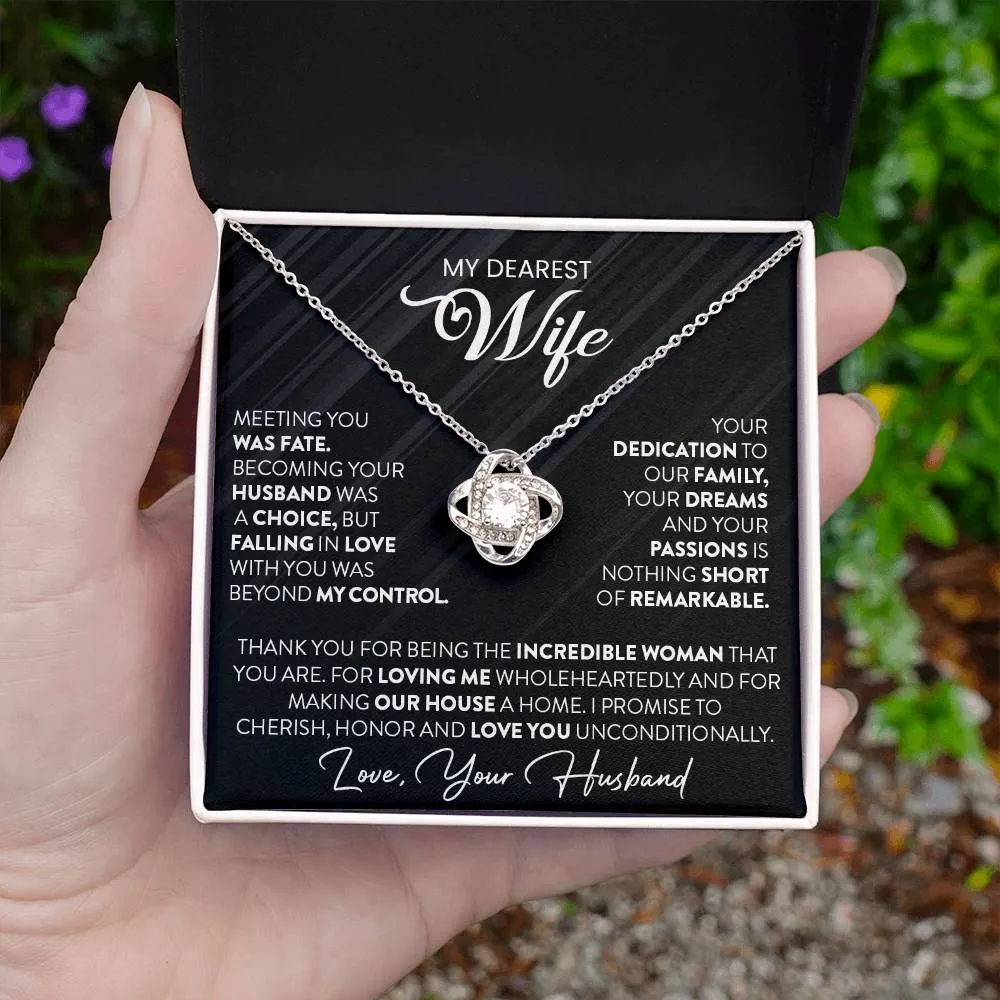 Gift For Wife "To My Dearest Wife" Gold Knot Necklace