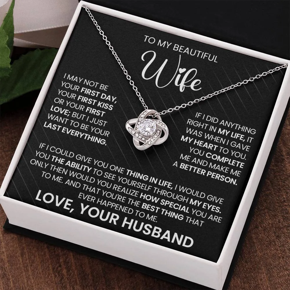 Gift For Wife "You Make Me A Better Person" Gold Knot Necklace