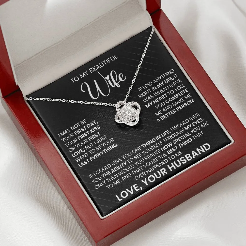 Gift For Wife "You Make Me A Better Person" Gold Knot Necklace