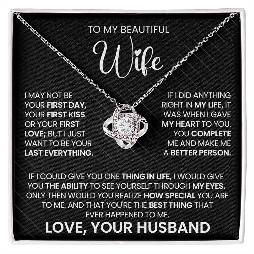 Gift For Wife "You Make Me A Better Person" Gold Knot Necklace