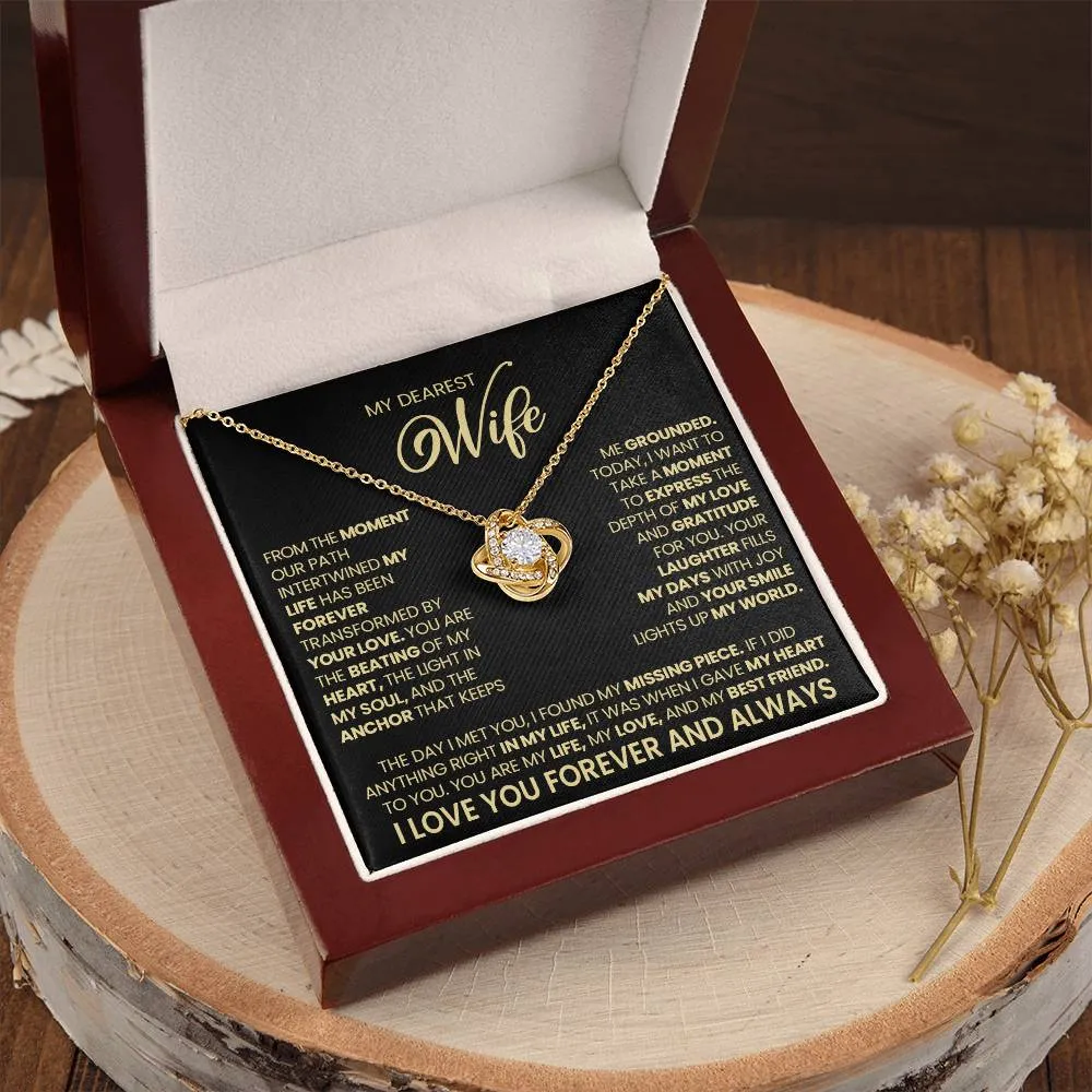 Gift For Wife "Your Love Light Up My World" Gold Knot Necklace