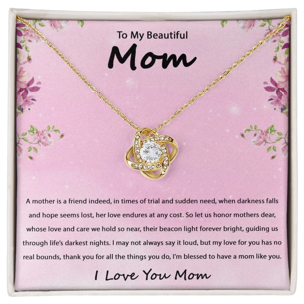 Gift Necklace For Mother 14K White or 14K Yellow Gold To Mom From Daughter, Son, Mother's Day Gift Birthday Christmas