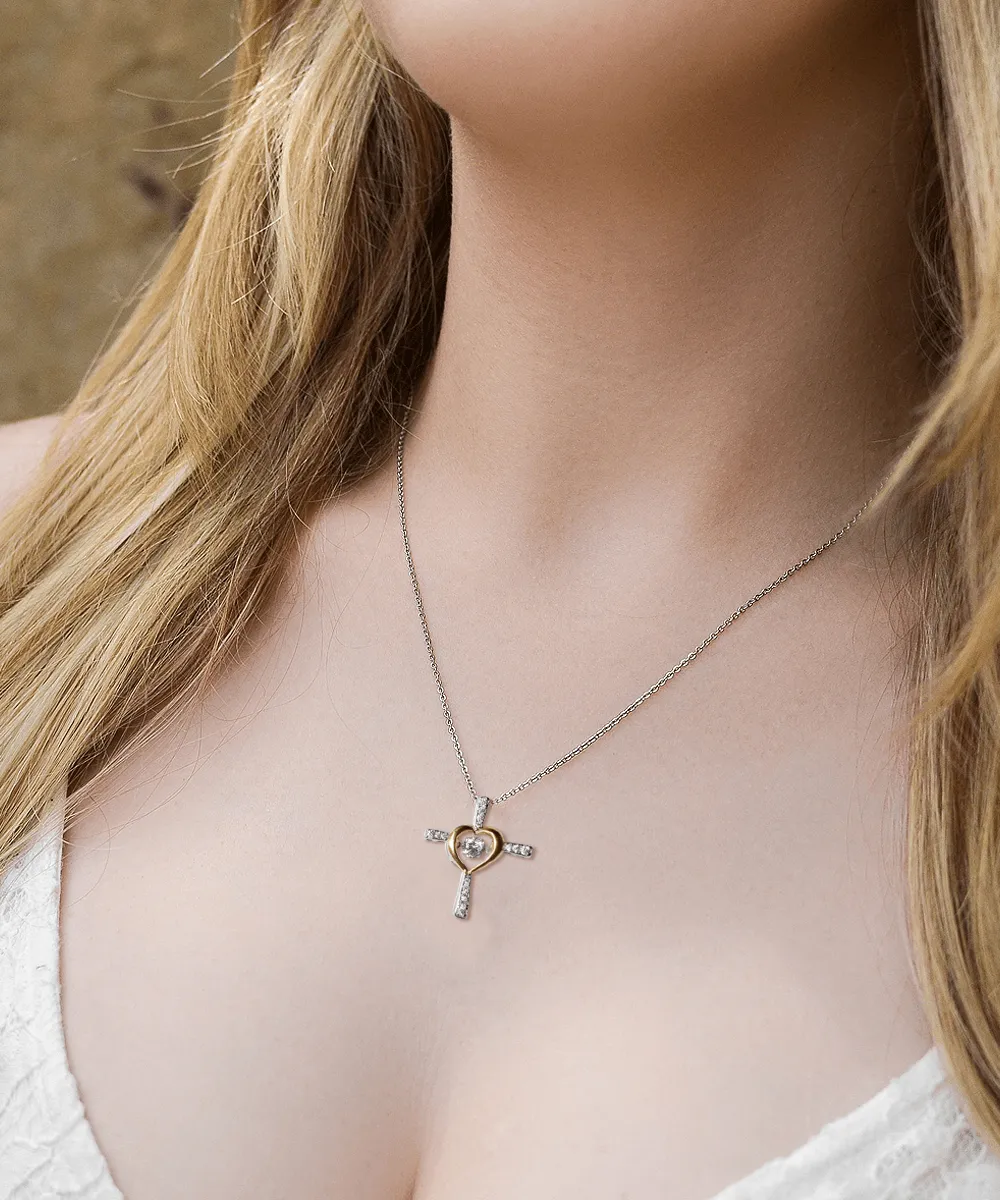 Gift To My Beautiful Daughter - I Wish You Joy - Cross Dancing Necklace With Message Card Gift For Birthday, Christmas, Special Occasion From Mom, Dad