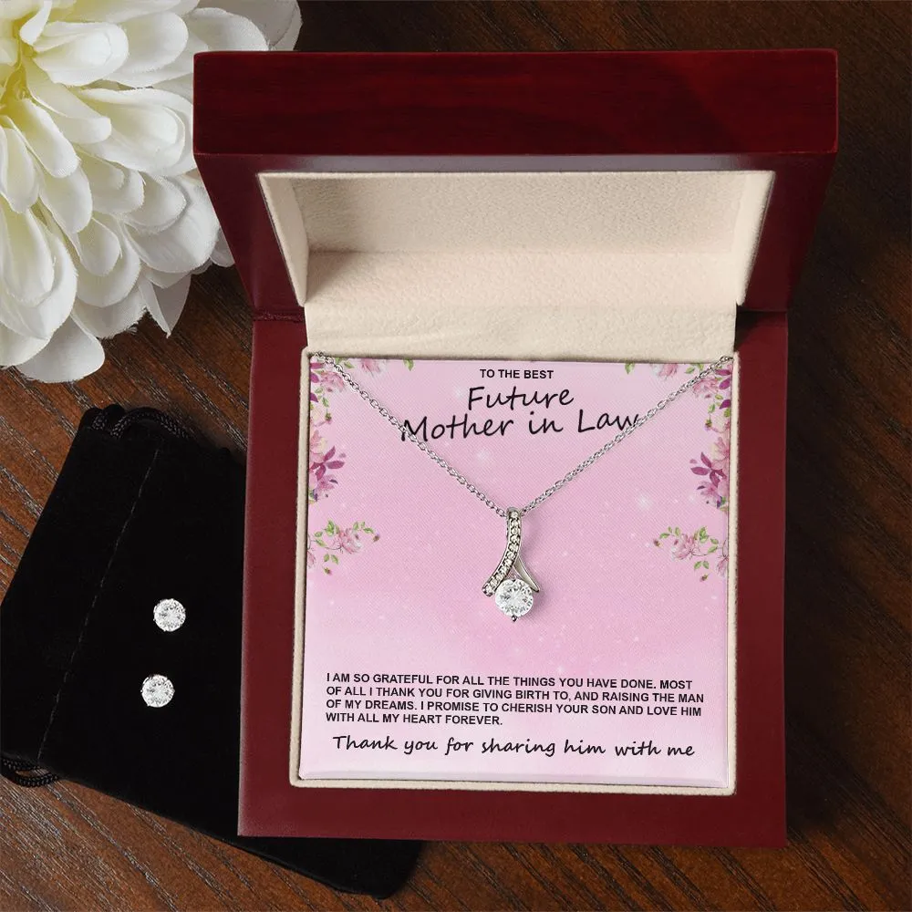 Gifts for Mom Mother of the Groom Gift Necklace & Earrings Set From Bride to Mother of the Groom